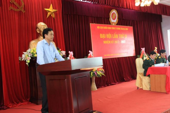 Đồng chí Nguyễn Tuấn Anh – Bí thư Đảng ủy, Tổng Giám đốc Công ty phát biểu với Đại hội