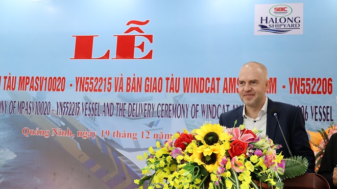 Mr. Jelle Brantsma – đại diện tập đoàn Damen phát biểu tại buổi lễ.