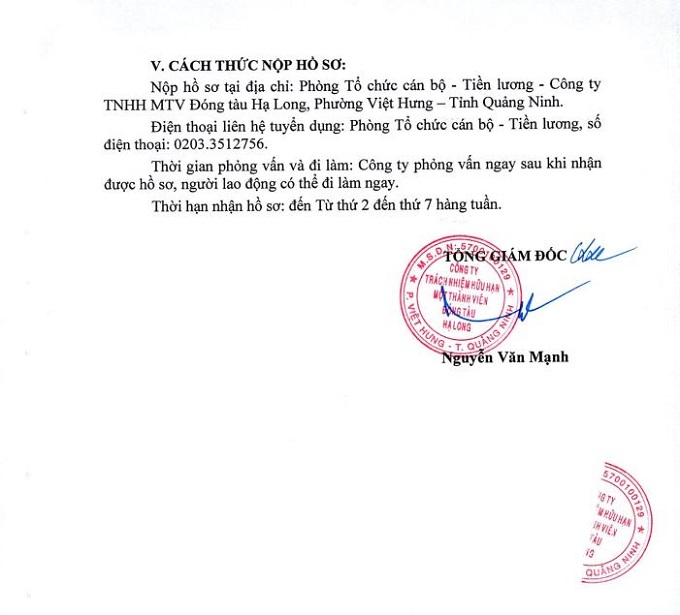 Thong báo tuyển dụng